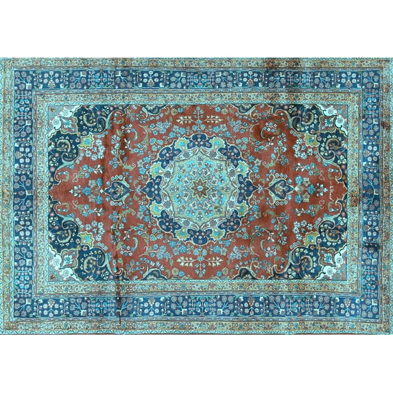 Ahgly Company Indoor Rectangle Medallion Light Blue Traditional Area Rugs, 3' x 5'