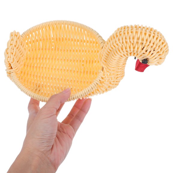 WEUVEB Beige Woven Basket Pastry Holder for Kitchen Countertop, Bread and Pastry Storage, 1 Set