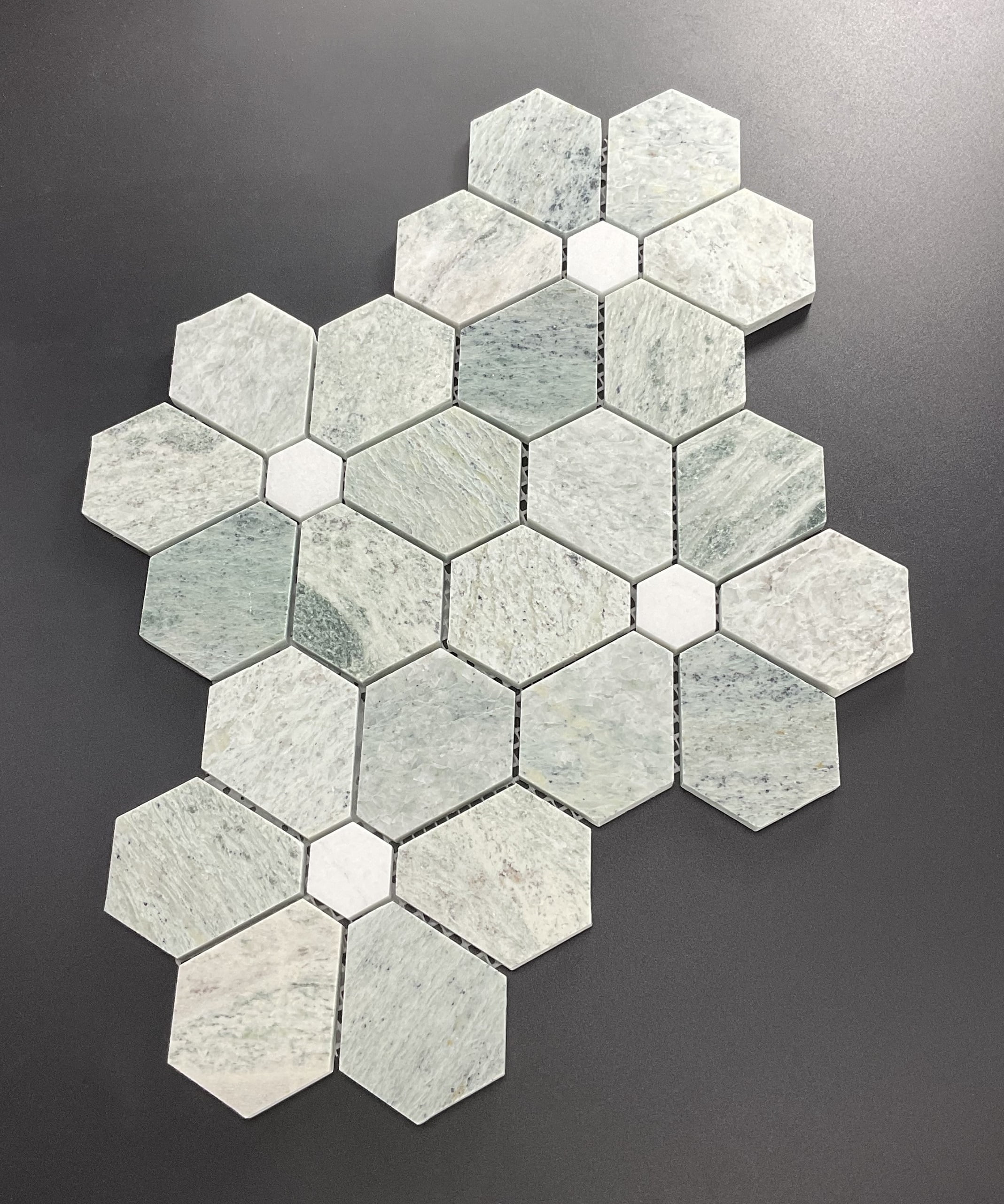 10-Pieces of Ming Green Flowers Pattern Mosaic Wall and Floor Tiles