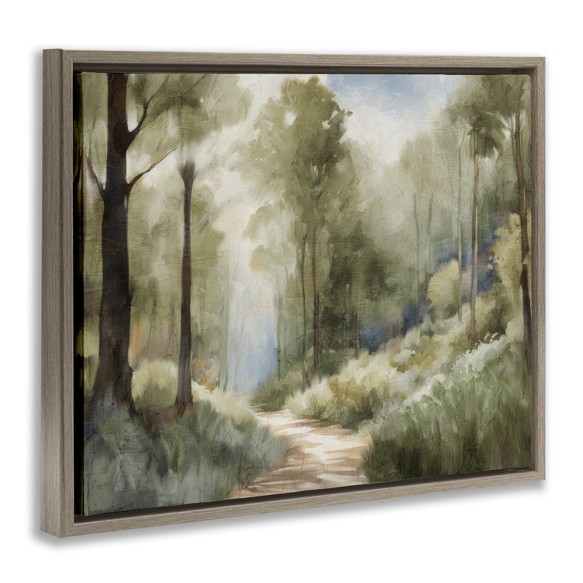 Hazy Atmospheric Walk Brown Framed Floater Canvas Wall Art, design by Kim Allen