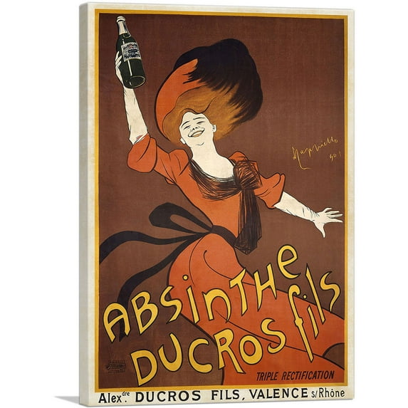 ARTCANVAS Absinthe Ducros fils 1901 Canvas Art Print by Leonetto Cappiello - Size: 40" x 26" (0.75" Deep)