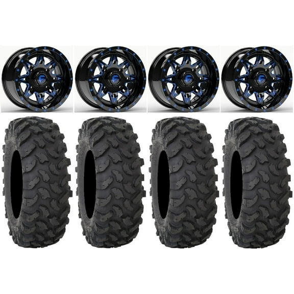 Fuel Lethal Blue 15" Wheels 37" XTR370 Tires Kawasaki Teryx Mule