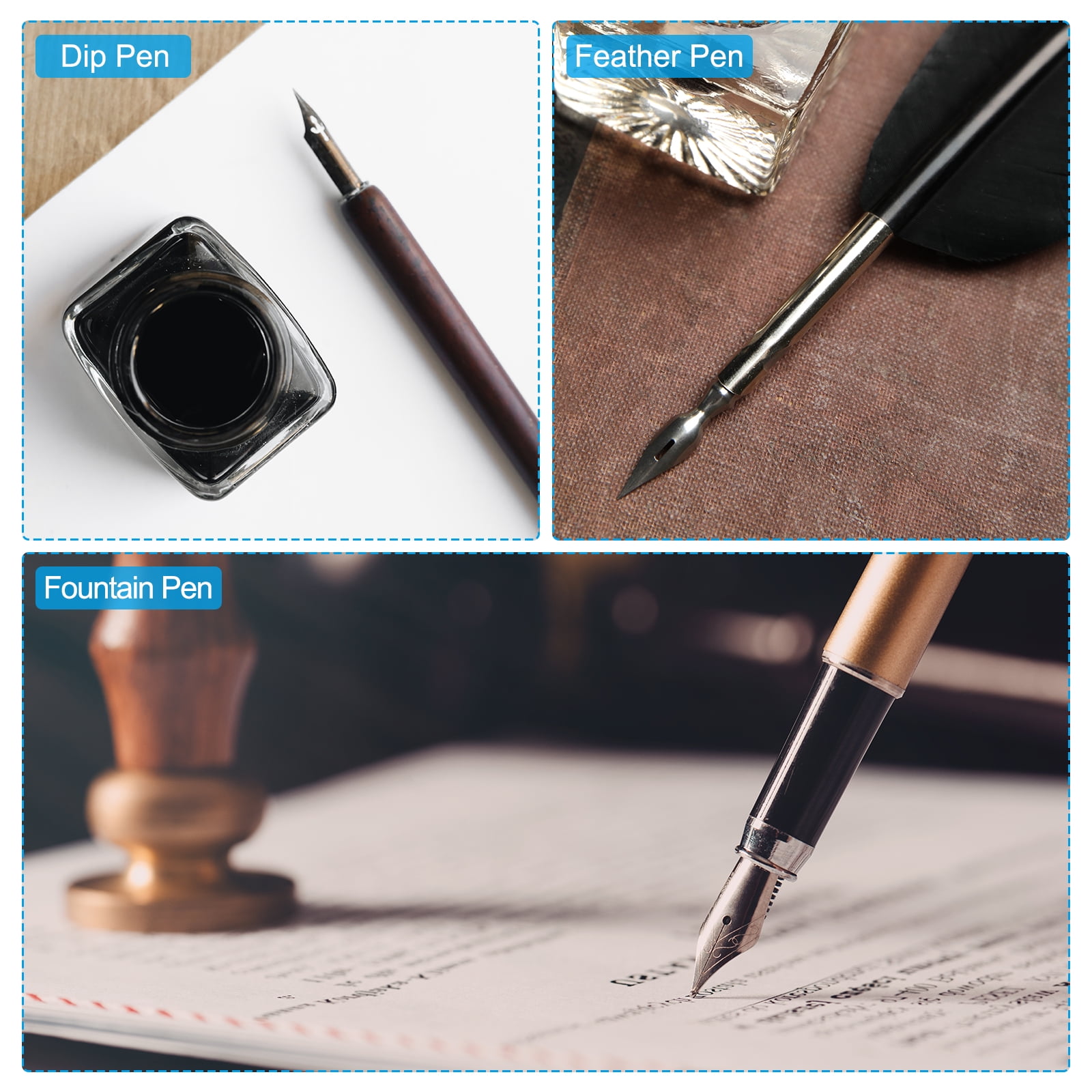Unique Bargains Fountain Pen Nib Replacement Ink Dip Calligraphy Pen Nib for Drawing 20Pcs