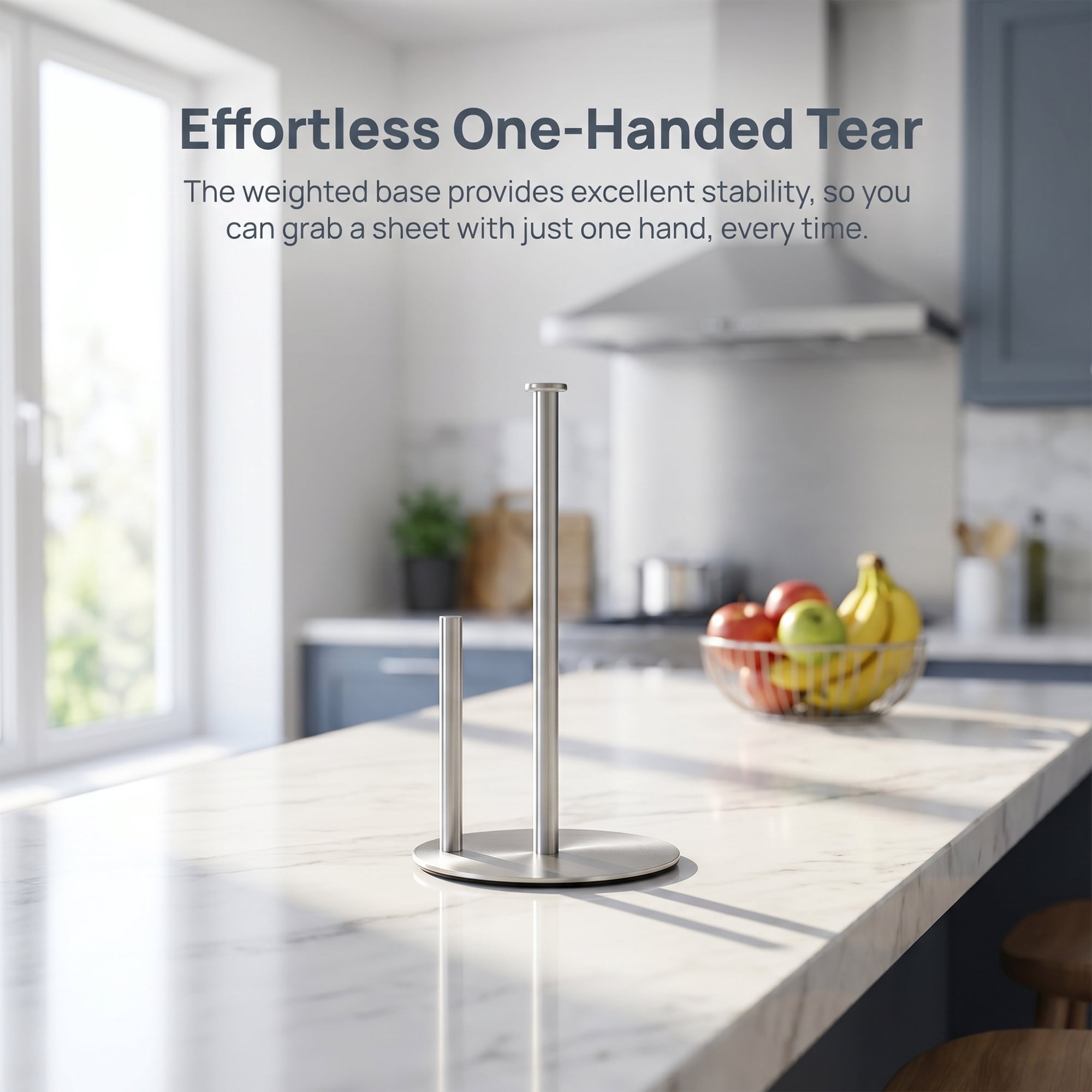 Unique Bargains Countertop Non Slip Base Paper Towel Holder Silver 11.8x6.7inch