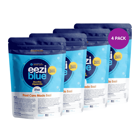 Monthly Pool Algaecide Bundle | Pool Booster for All Algae in above Ground and In-Ground Swimming Pools up to 80,000 Gallons, 21oz Pack of 4