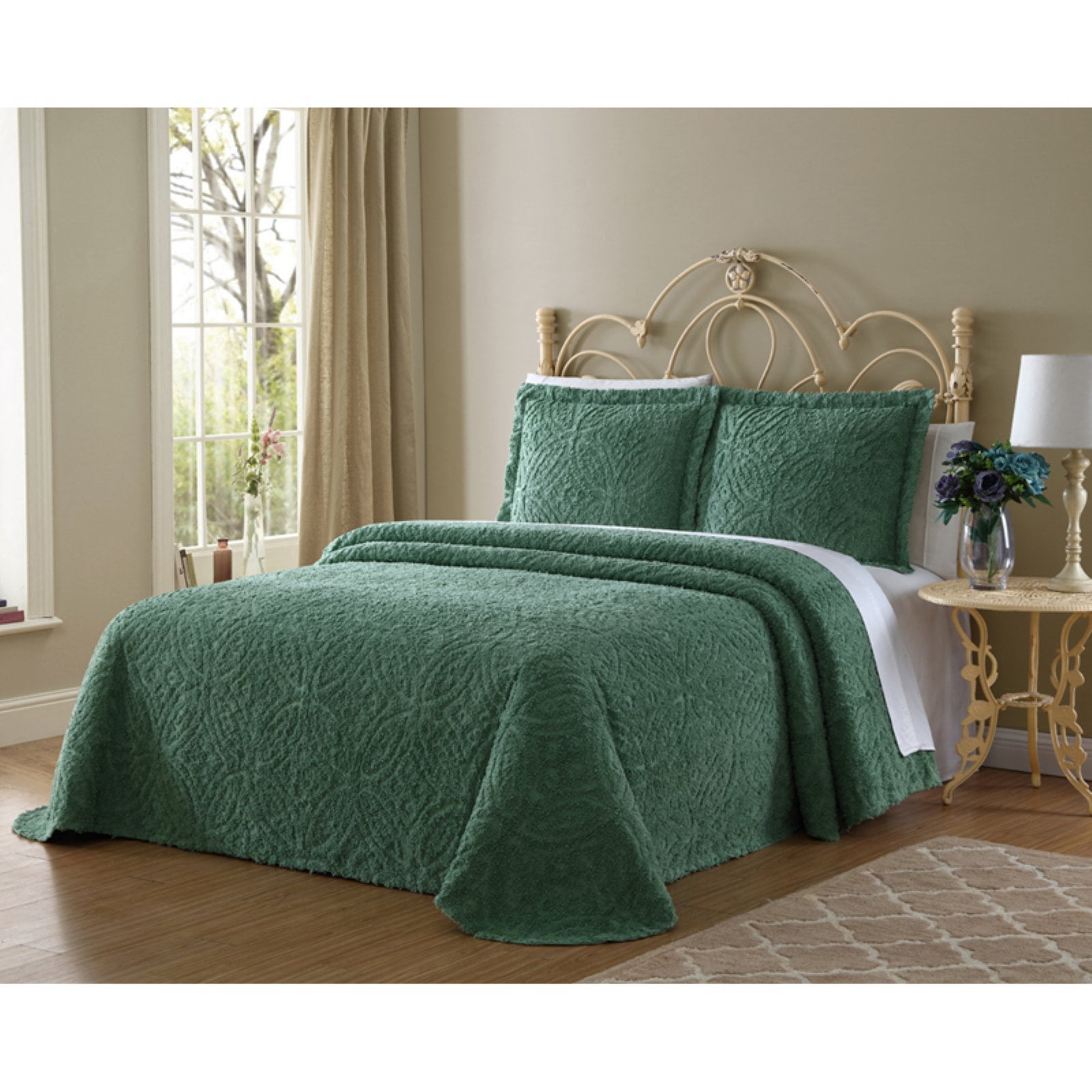 Ellison First Asia 20721804BSP-BUR Wedding Ring Chenille Bedspread, Red - King Size