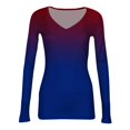 thumbnail image 6 of Women's Winter Slim-Fit Base Layer T-Shirt Fashionable Gradient Color Print V-Neck Pullover Long-Sleeved Top for Layering and Style,Dark Blue,M, 6 of 6