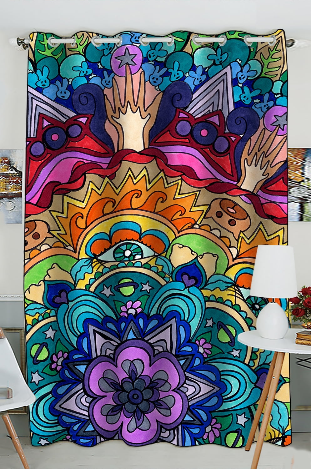 GCKG Beautiful Mandala Pattern Window Curtain,Beautiful Mandala Pattern