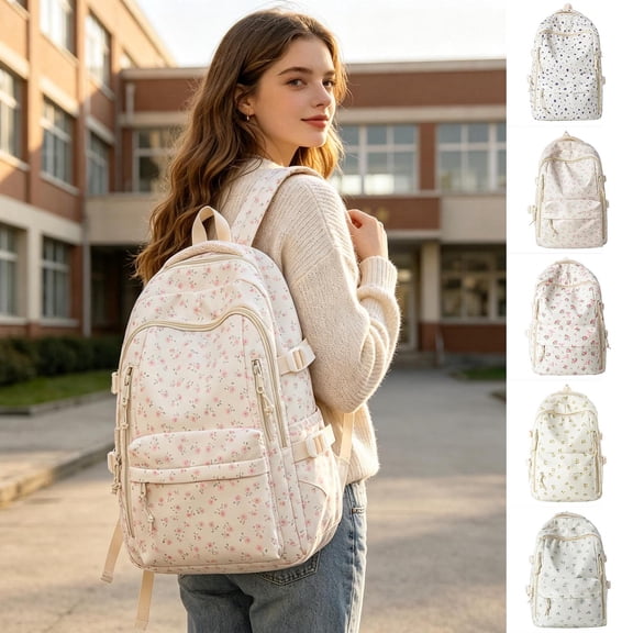 Teen Girls Backpack For School Floral Print Lightweight Large Capacity Campus Backpack Comfort Shoulder Strap For Daily School Use