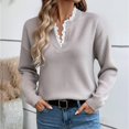 thumbnail image 2 of Winter Sweaters for Women Elegant Winter Knit Pullover Sweater With Lace Trim Neck Long Sleeve Casual Loose Fit Top For Fall Season Comfortable Soft Yarn Fashion Apparel Christmas Sweaters, 2 of 6