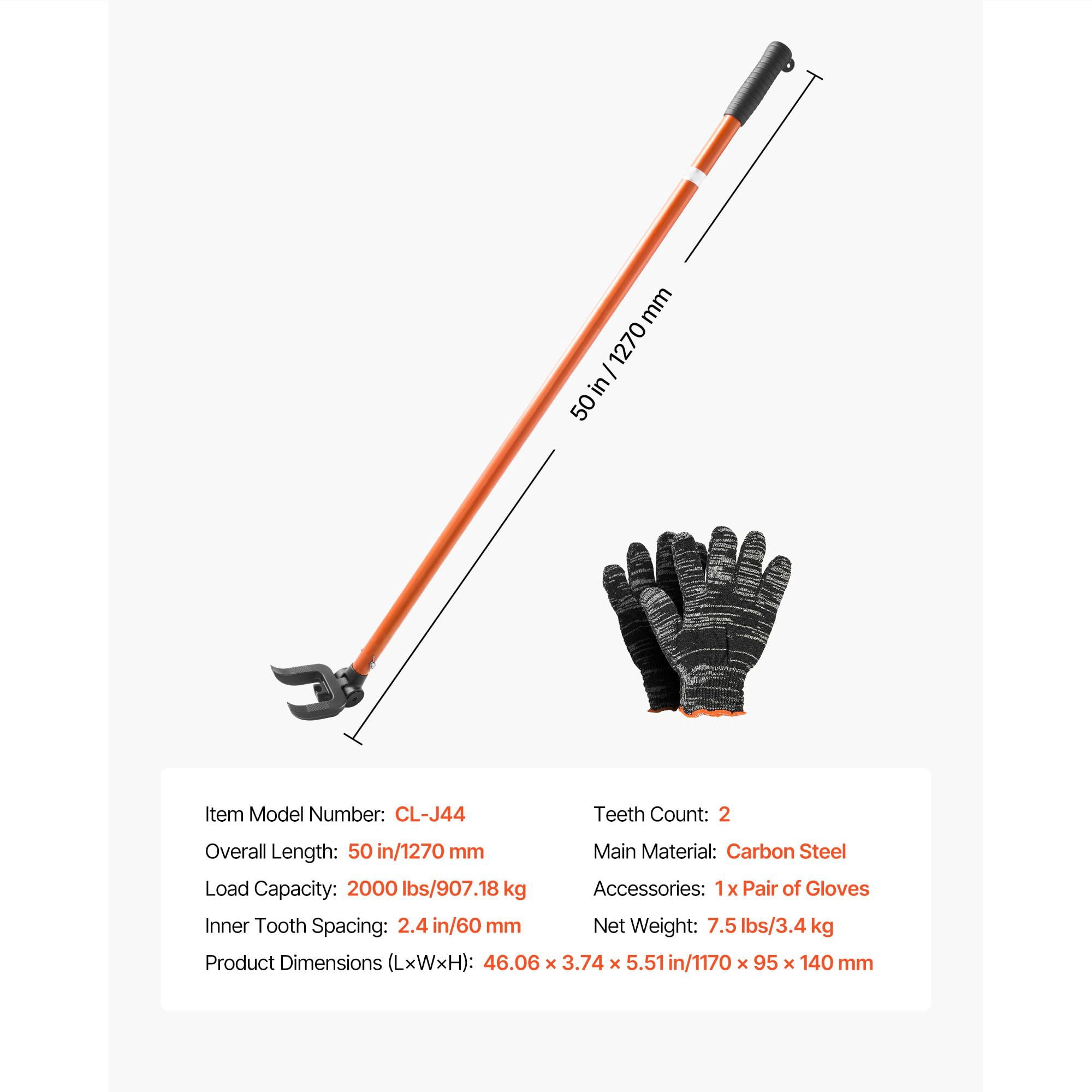 Heavy-Duty Lever Pallet Buster with 2000 lbs Prying Capacity, 50" Length, Heat-Treated Carbon Steel, for Pallet Deck Removal