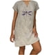 thumbnail image 1 of Vestido de cáñamo de bambú con estampado de cobertura suelta y cuello en V retro vintage de manga corta para mujer Fridja  qw6033, 1 of 6