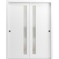 thumbnail image 1 of Sturdy Barn Door 28 x 80 inches | Sete 6933 Matte Black with Frosted Glass | 6.6FT Rail Hangers Heavy Hardware Set | Solid Panel Interior Doors, 1 of 6