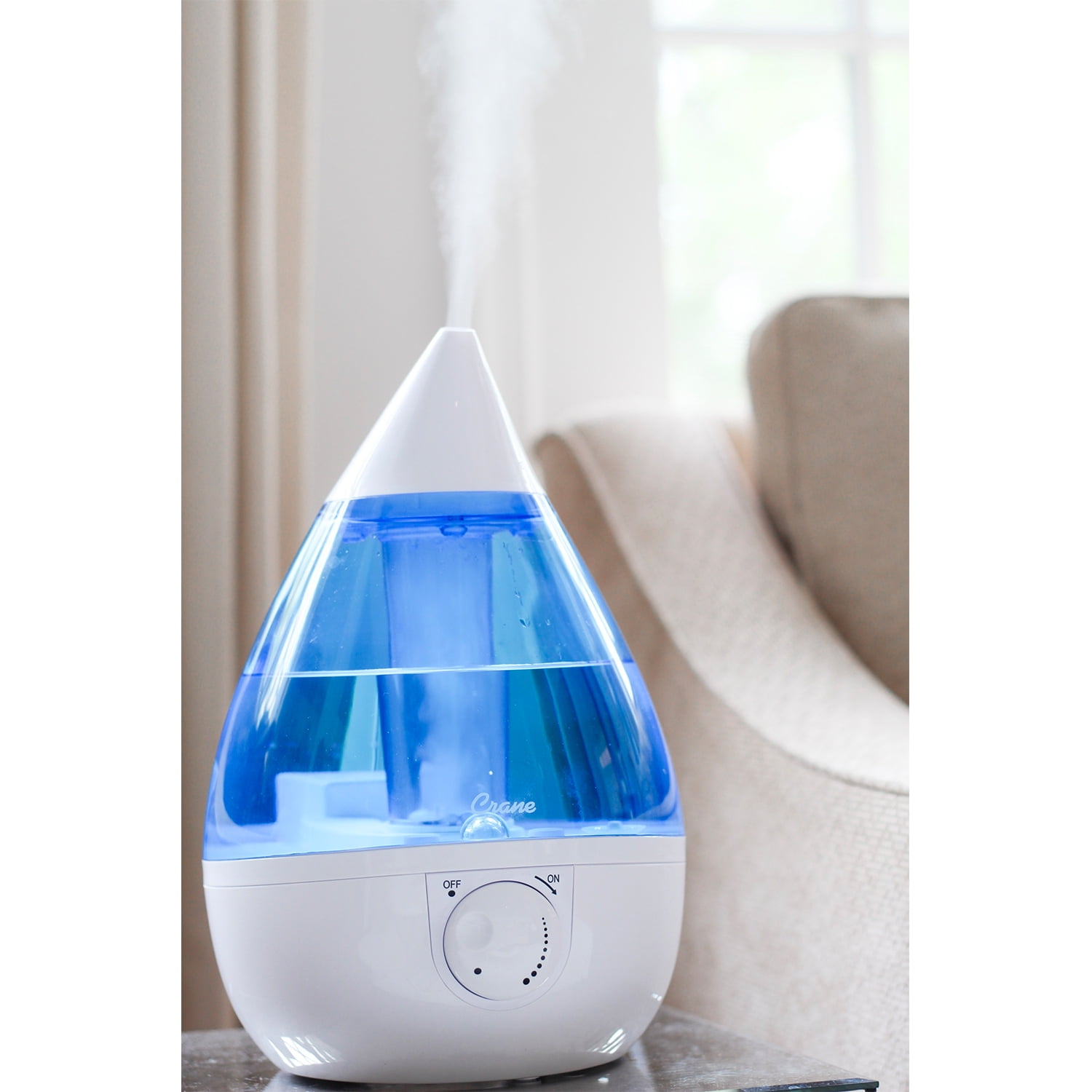 Crane Drop Ultrasonic Cool Mist Humidifier Blue White Walmart