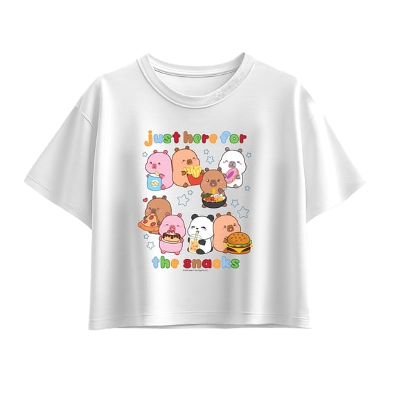 CapyFun - Capybara Just Here for the Snacks - Youth Girls Boxy T-Shirt