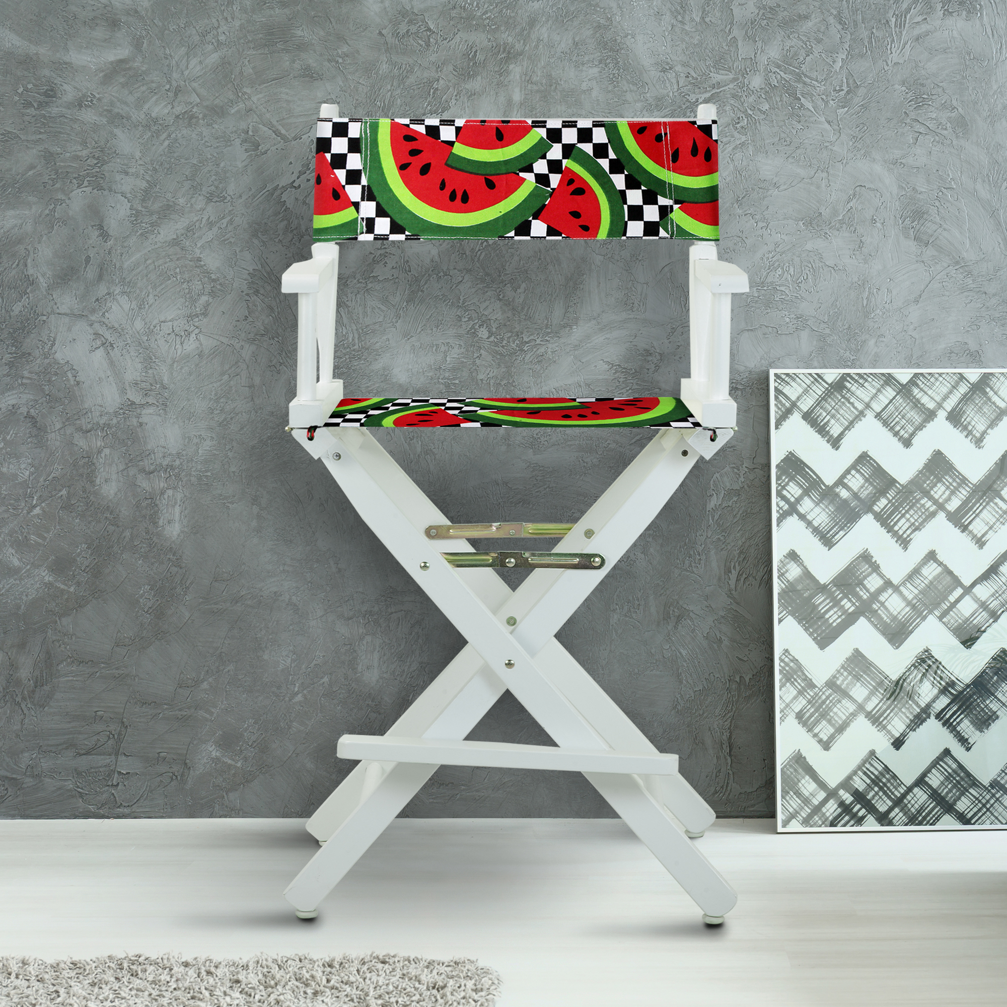 24" Director's Chair White Frame-Watermelon Slices