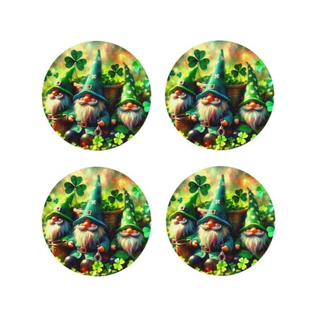 

Fuzoiu St. Patrick s Day USA Flag Print Leather Coasters Set Drink Coasters Set of 4 for Tabletop Protection Durable PVC Coasters Home Décor and Housewarming Gift-Round Shape