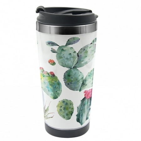 

Nature Travel Mug Botanic Herbal Cartoon Steel Thermal Cup 16 oz by Ambesonne