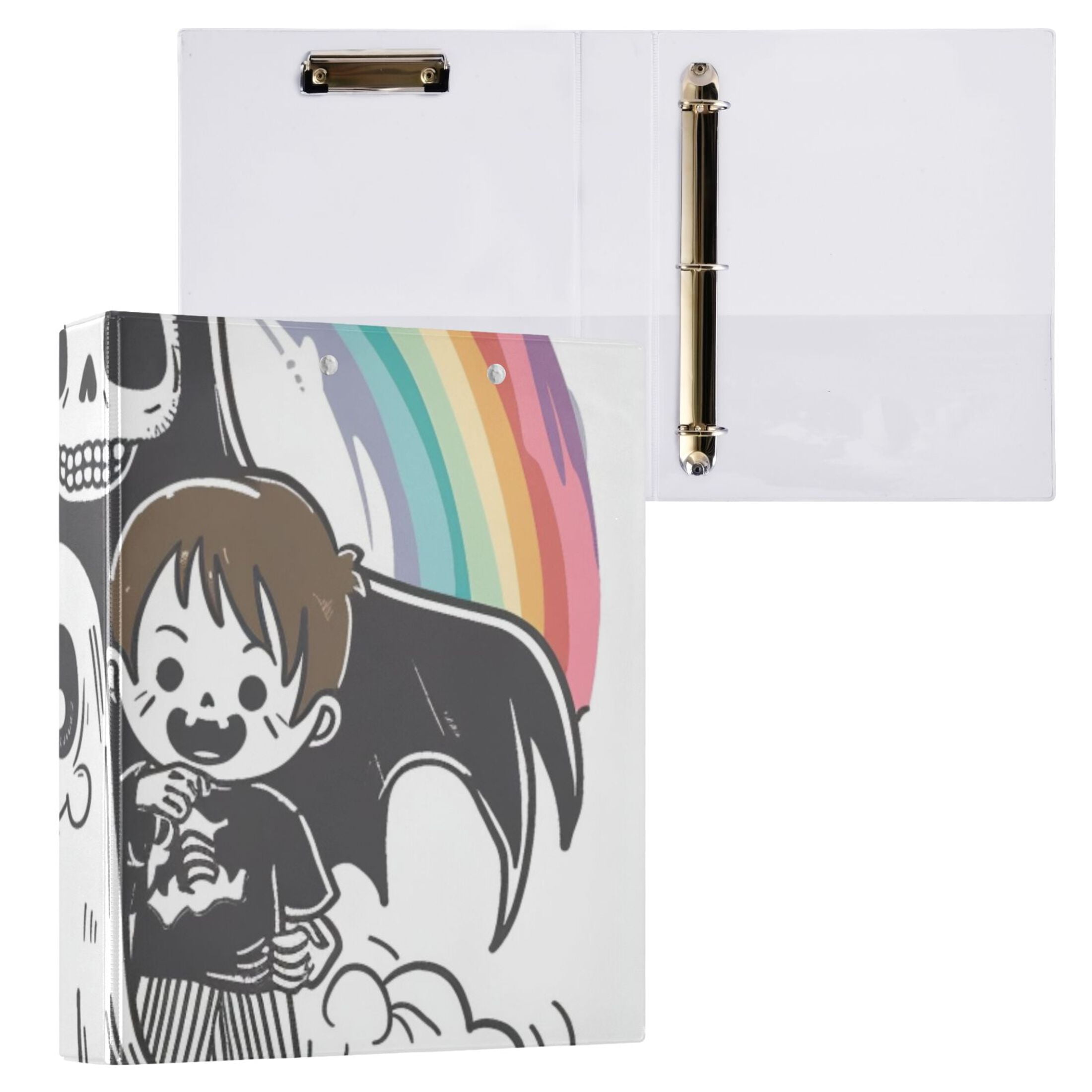 Rainbow Gost 3 Ring Binders 1.5 inch Hardcover File Folders with Interior Pockets A4 Size Organizer for School Office Hospital