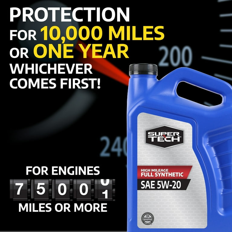 5 pack) Super Tech High Mileage Full Synthetic SAE 5W-20 Motor Oil