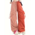 thumbnail image 6 of Sevevn Women's Lightweight Patchwork Cargo Joggers Color Block Streetwear Pants Drawstring Waist with Cargo Pockets Loose Fit Everyday Casual Outfits, 6 of 7