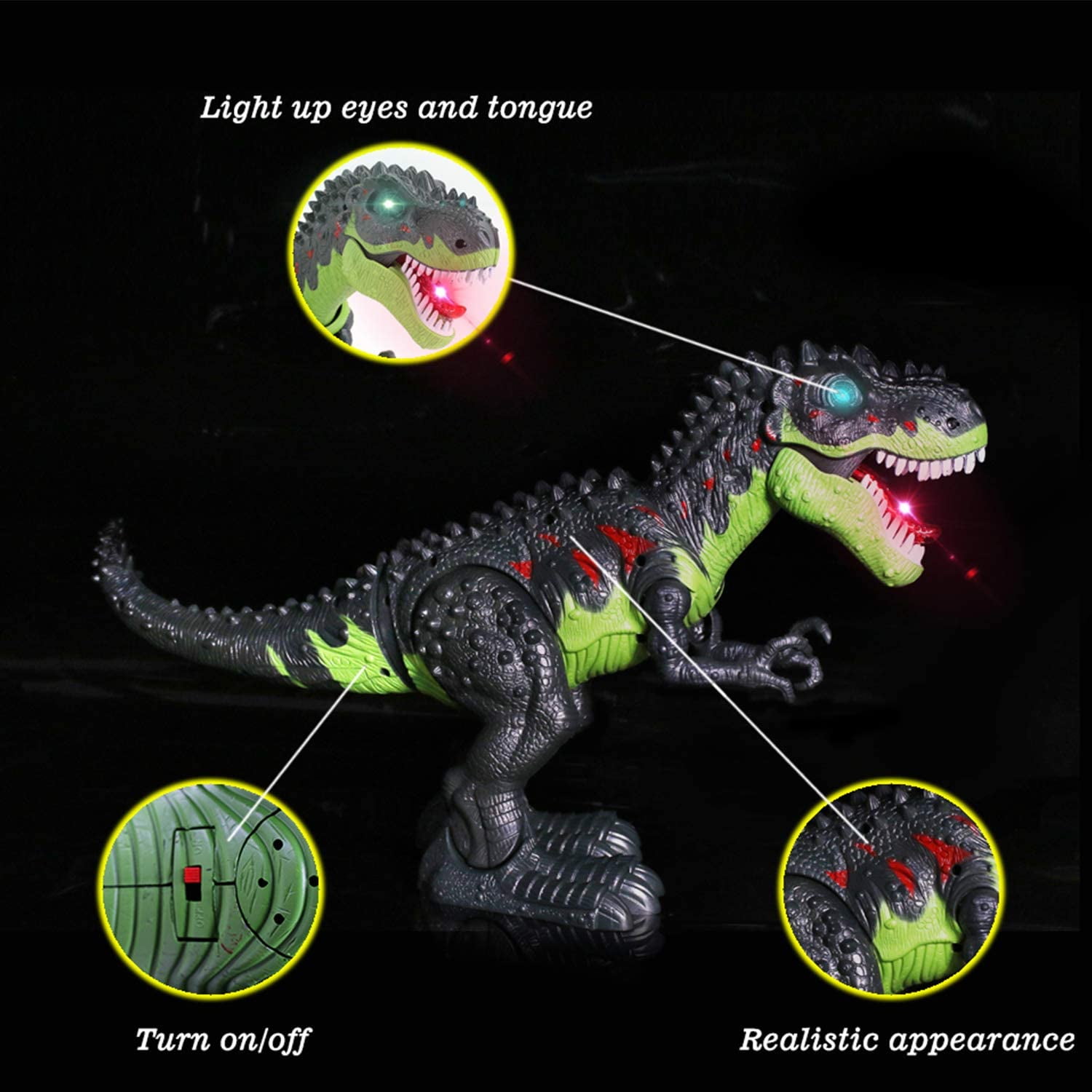 FanBell Remote Control Dinosaur RC Toys Rex Dinosaur Tyrannosaurus T-Rex Velociraptor Dragon Toy Lights Sounds Walking and Roaring Kid Pet Animal 