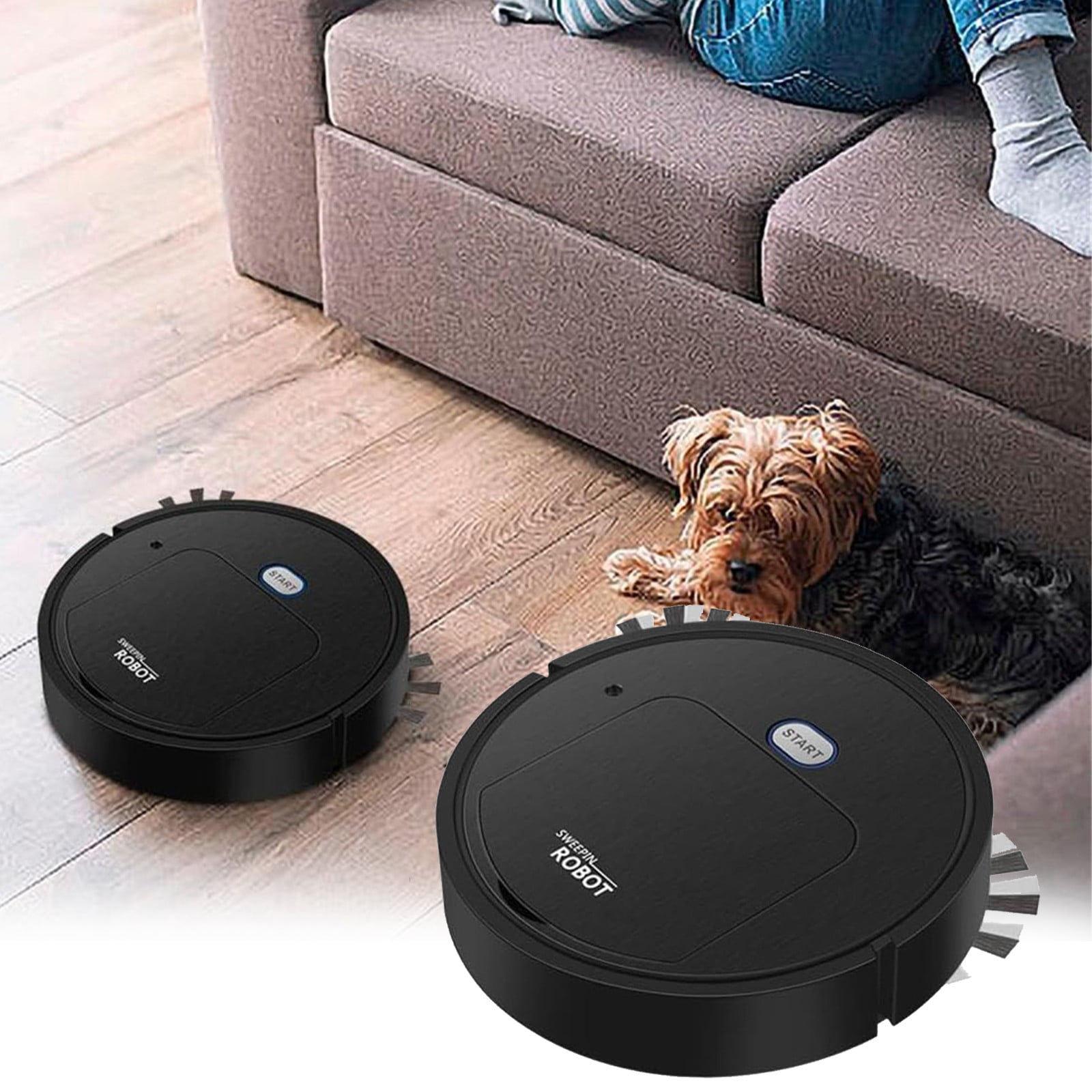 ionze Clearance! Sweeping Robot Robot Vacuum Cleaner Robotic Vacuum Cleaner for Low Carpet Pet Hair Hard Floors Housewares (Black)