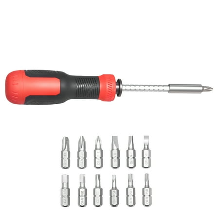 KFFKFF 13-in-1 Magnetic Screwdriver Set with Multi Bits, Includes Phillips, Flat Head, Torx, and Square Bits, Ideal for Repairs on Furniture, Home Appliances, Cars, and More
