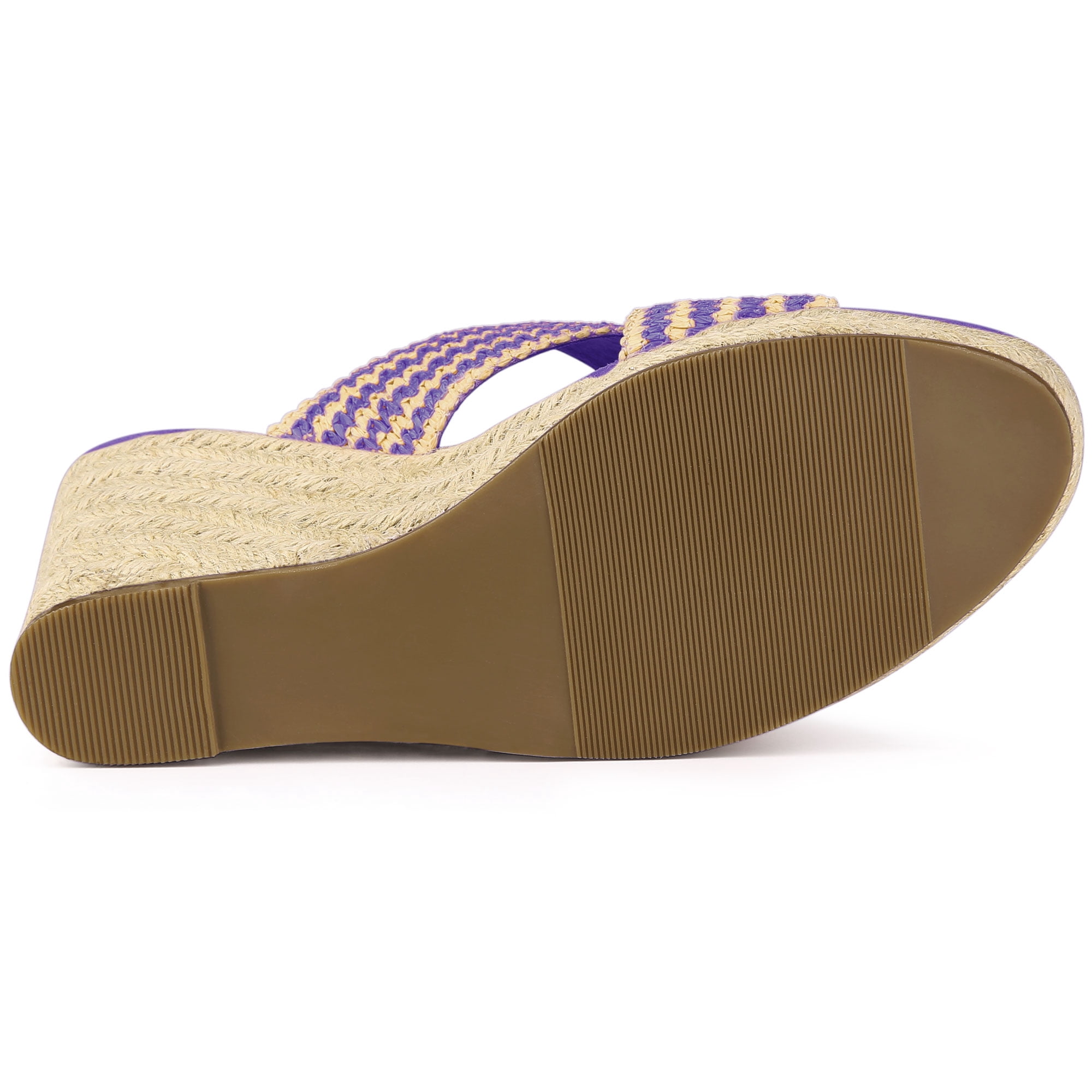 DARING DIVA Women's Crisscross Strap Platform Slides Wedge Sandals Purple 8.5