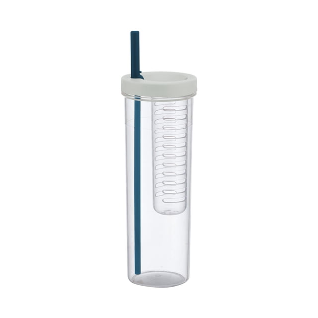 Blue Blue Water Bottle With Built-In Straw And Filter For Fruit Infusion And Easy Carrying 9.25X3.14 Inches