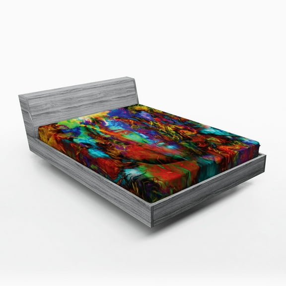 Ambesonne Abstract Art Fitted Sheet, Woman Face, Full Size, Multicolor
