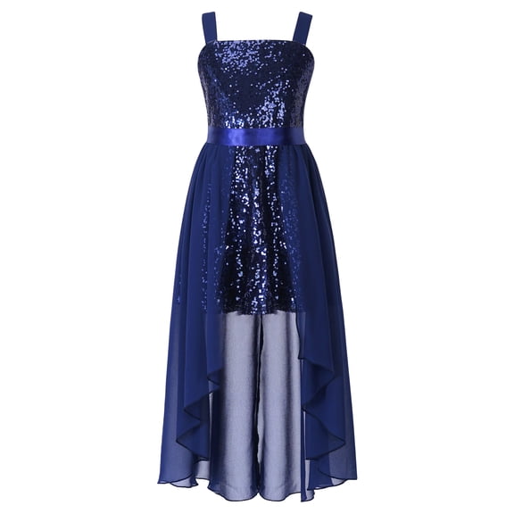 CHICTRY Big Girls Juniors Allover Sequins High Waist Wedding Birthday Party Dress Proms Ball Gown Navy Blue 12