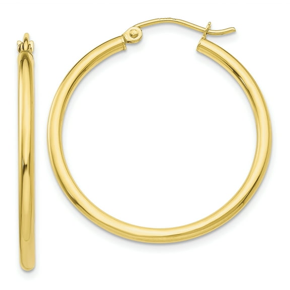 10k Polished 2mm Round Hoop Earrings