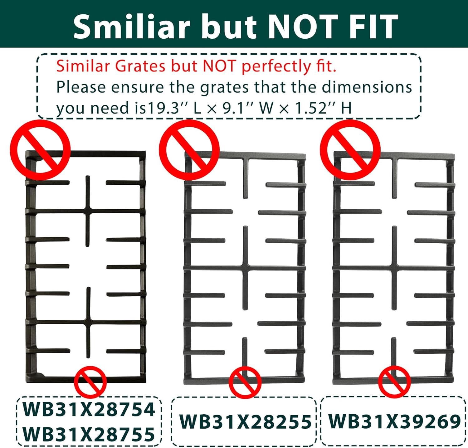 WB31X27150 Burner Grates Cooktop Replacement Parts for GE Grates JXGRATE1 GE Range Grates Center Grate Gas Stove Parts Stove Grates JGB735SPSS Cast Iron Grates JGBS66REKSS Cooktop Grates 1 Pcs