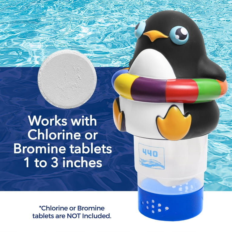 440 Pool Chlorine Floater Dispenser, Fits Up to 3 Pieces of 3-Inch Chlorine  Tabs, Cartoon Penguin