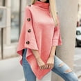 thumbnail image 2 of Women's Sweaters Fall Clothes Women Solid Color Turtleneck Knitted Cape Sweater Poncho Cardigan Coat, 2 of 4