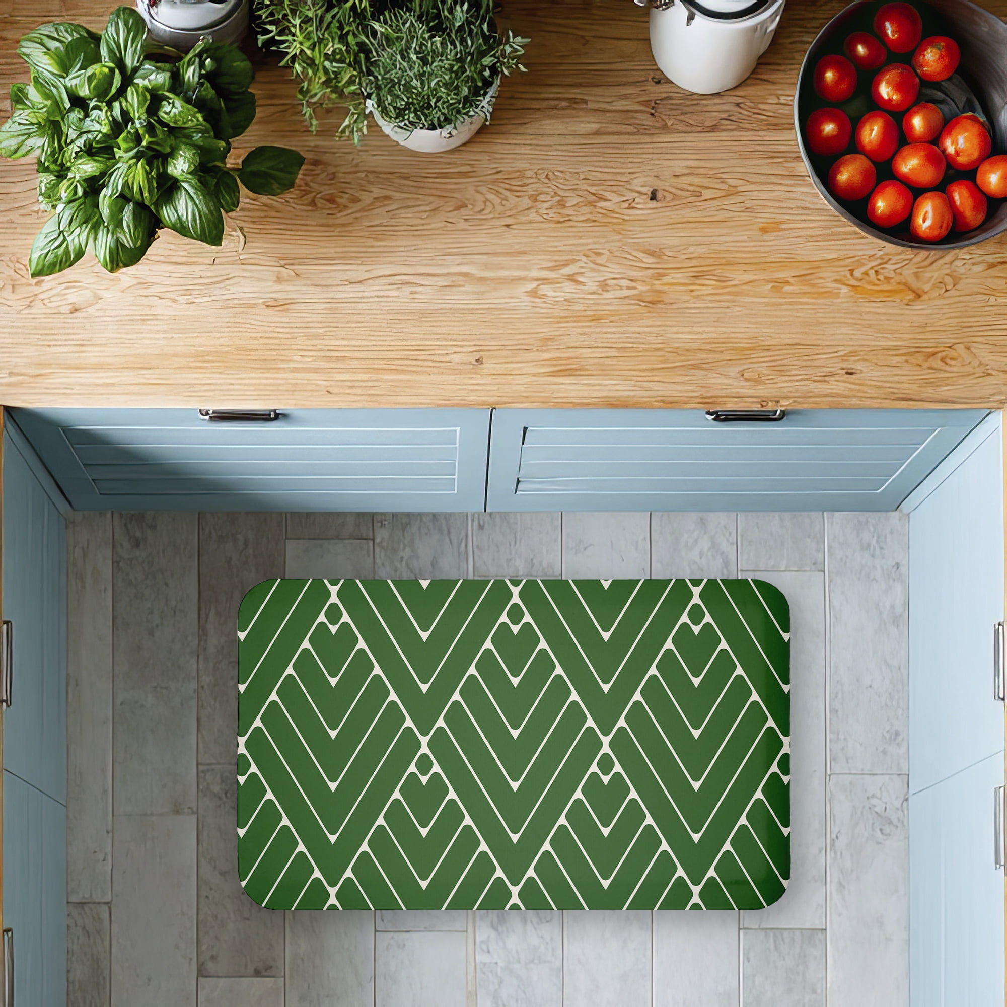 Stupell Industries Green Diagonals Abstract Printed Anti-Fatigue Floor Mat, design by SunDance Group LLC
