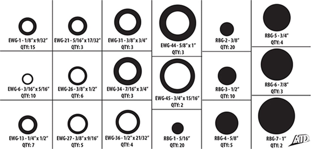 ATD Tools 362 125 Pc. Rubber Grommet Assortment ATD-362