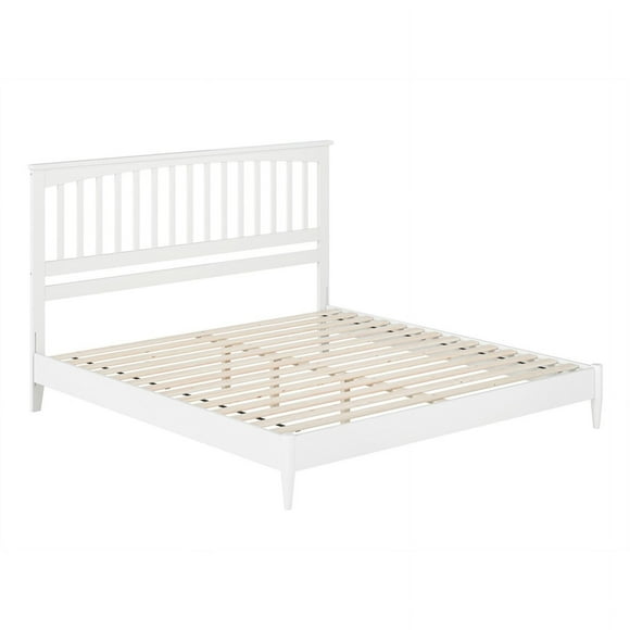 Becket King Wood Low Profile Platform Bed in White