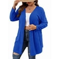 thumbnail image 2 of Essential Solid Fluted Sanding Open Front Knitted Cardigan Sweater for Women Blue 5XL, 2 of 8