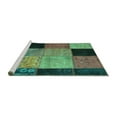 thumbnail image 2 of Ahgly Company Machine Washable Indoor Round Patchwork Turquoise Blue Transitional Area Rugs, 8' Round, 2 of 4