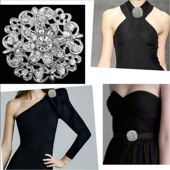 EOEMY Women Rhinestone Crystal Flower Wedding Bouquet Flower Brooch Pin Jewelry Gift