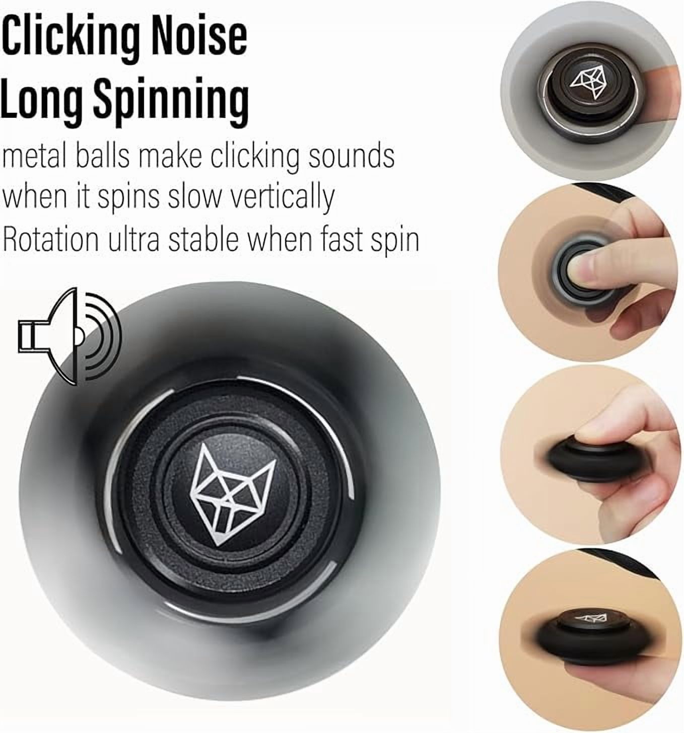 2025 latest Fidget Spinner with Steel Beads, Luminous Metal Spinners Toys for Adults, Premium Bearing 2~4 Min, Autism Sensory ADHD Anxiety Focus Meditation, Aluminum Alloy, Black