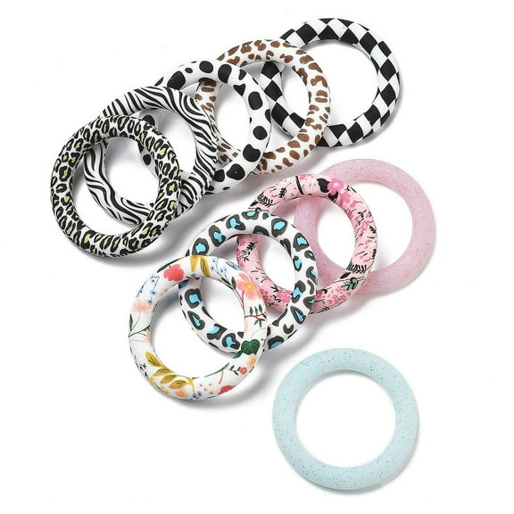 Printed Silicone Linking Rings Round Ring Mixed color 64x9mm Inner Diameter: 46mm