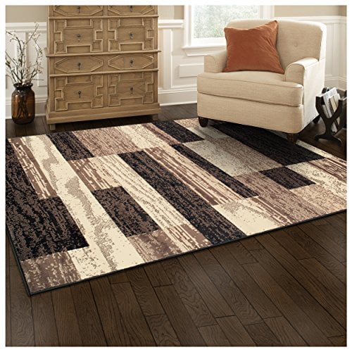 Chocolate 8mm Pile Height with Jute Backing Textured Geometric Brick Design Superior Modern Rockwood Collection Area Rug Water-Repellent Rugs Anti-Static 3 x 5 Rug