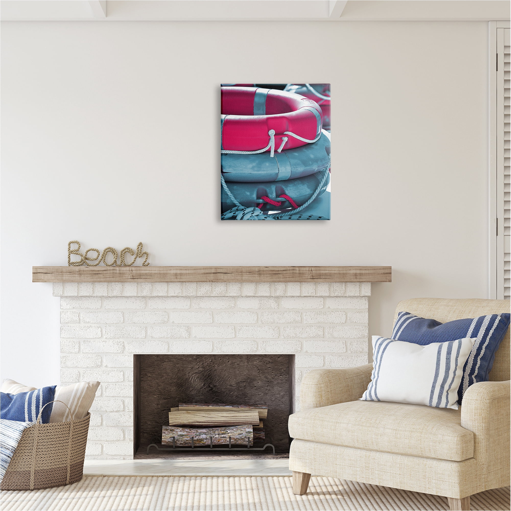 Stupell Industries Nautical Life Buoys Nature Photography Gallery Wrapped Canvas Art Print Wall Art, 24 x 30