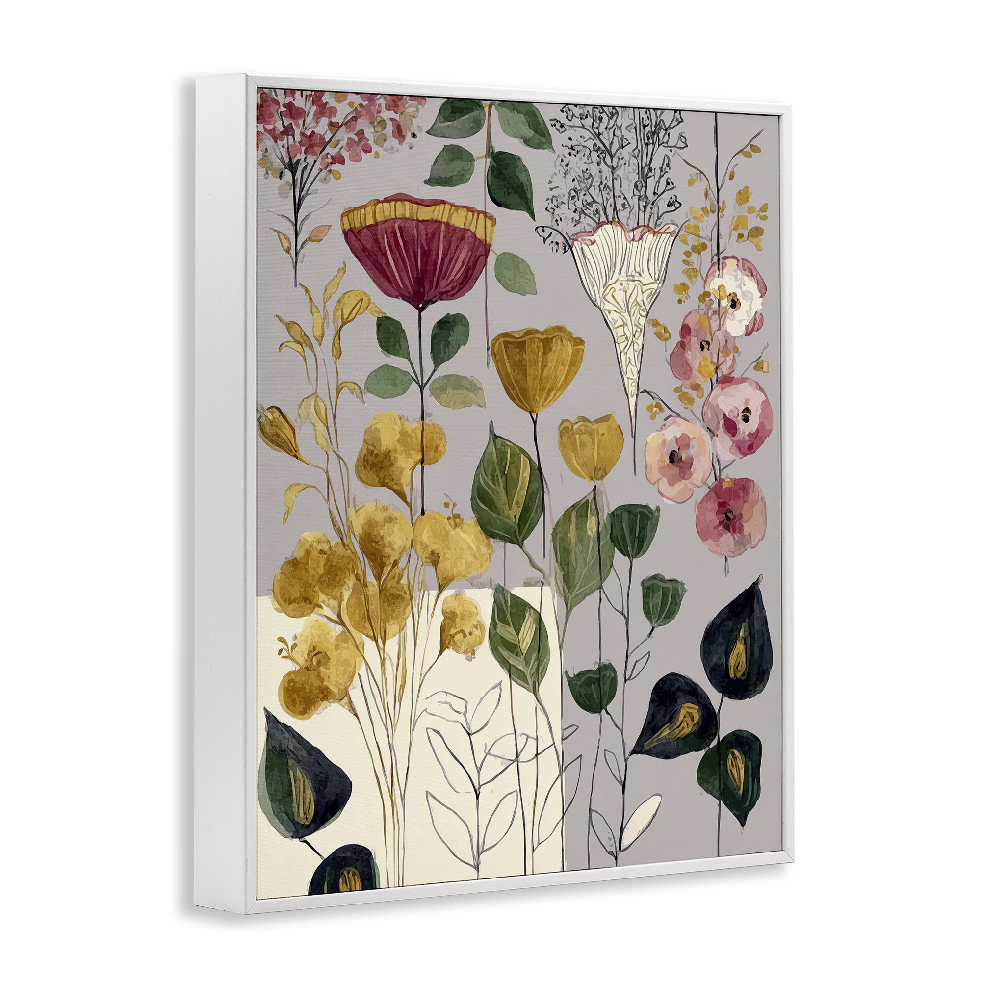 Playful Assumptions Foliage White Framed Giclee Art, design by Annabelle Hall