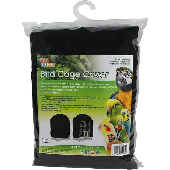 Penn-Plax Bird-Life Universal Fit Birdcage Cover – Machine Washable & Breathable Fabric – Black Color – Large Size