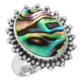 thumbnail image 1 of 925 Sterling Silver Ring For Women - Men Multicolor Real Abalone Shell Gemstone Silver Ring Size 12.5 Fashion Silver Ring Size 12.5 Mothers' Day Gift For Mom Gemstone 925 Silver Jewelry, 1 of 6