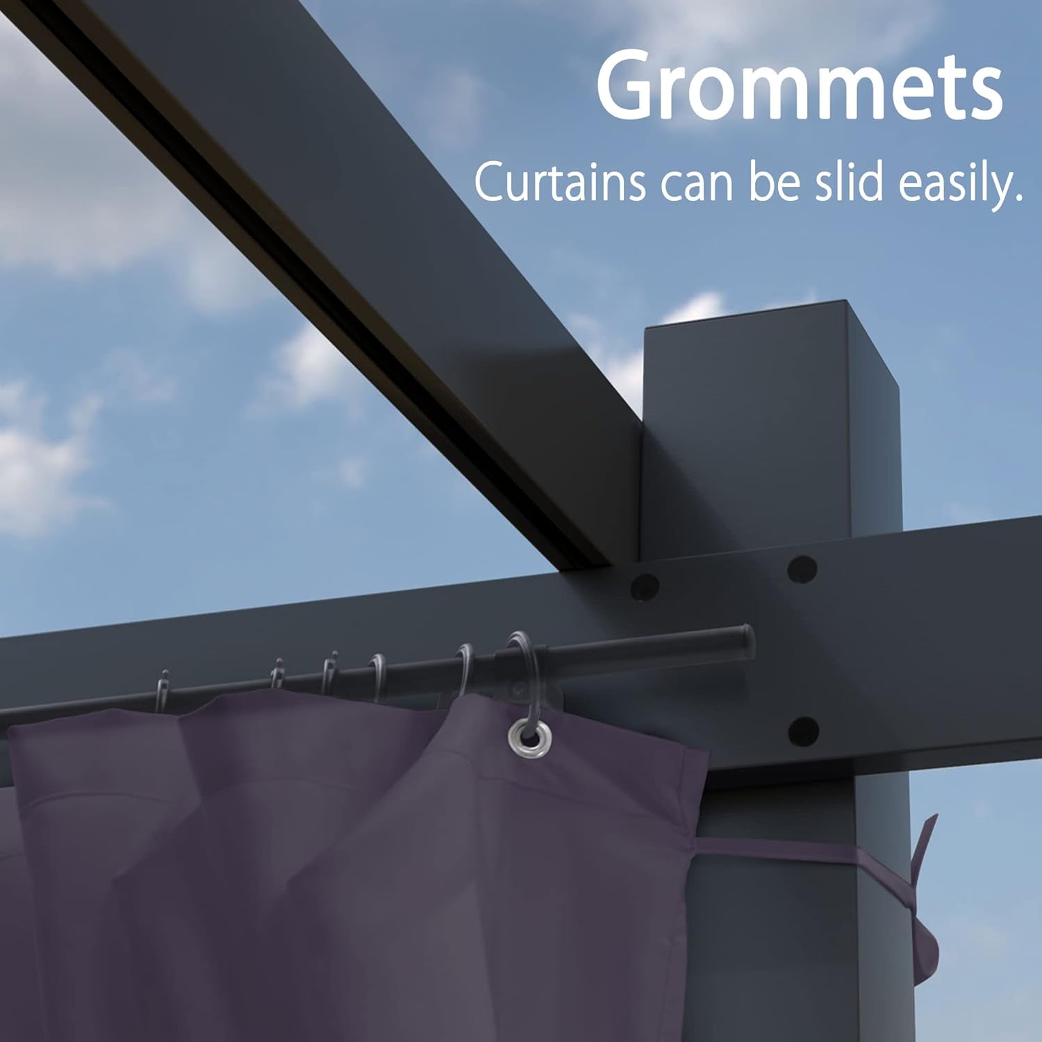 PURPLE LEAF Outdoor Curtains Privacy for 10' Side Pergola with Grommets and Rod Outside Porch Shade Patio Deck Retractable Replacement Gazebo Cabana Curtain Set of 2 Panels 49 x 82 inch Navy Blue